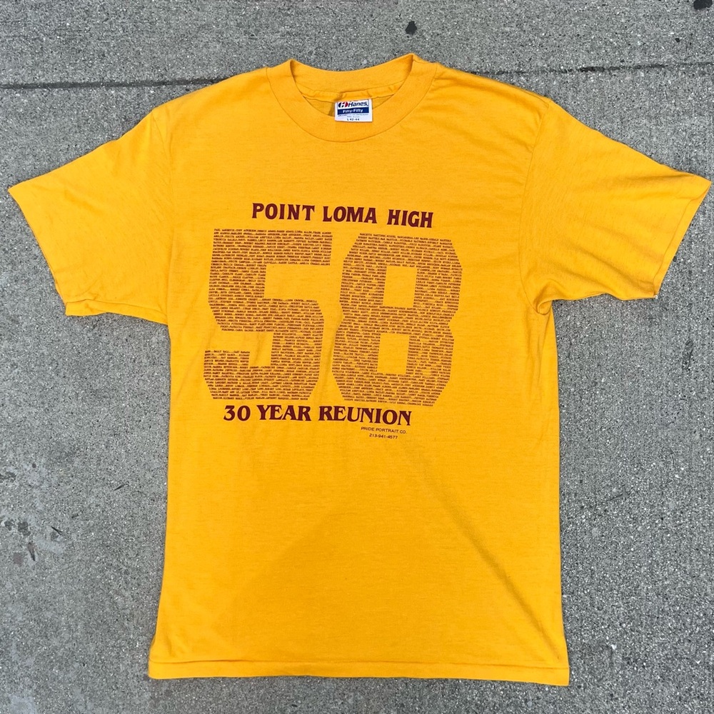 Vintage 80s Point Loma High yellow shirt